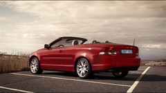 Cars parking convertible Volvo vehicles red cars rear angle 