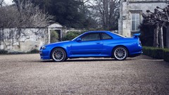 Cars parking r34 Rims nissan skyline gt-r blue cars