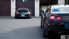Cars Porsche taillights Nissan GT-R R35 black cars JDM Japanese 