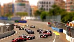 Cars races miniature valencia tilt-shift formula one upscaled 