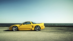 Cars yellow Lamborghini Sea