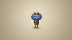 cartoon Cookie Monster suits Minimalism Simple Background Beige