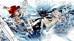 Cartoons drawings long hair anime girls digital art Love Sick 