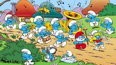 Cartoons The Smurfs drawings Papa Smurf Smurfette marching bands