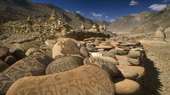Carved Buddhist Mani stones