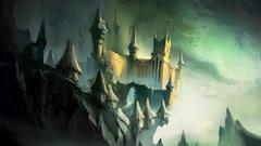 Castles cliffs fantasy art