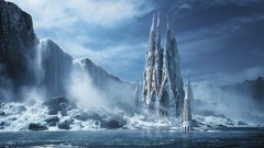 Castles water body fantasy art