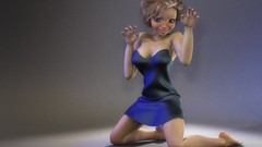 Cats 3d blue dress 3D girls 3D modeling 3D renders g4
