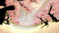 Cats nekomimi pink trees