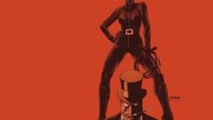Catwoman red background dc comics The Penguin