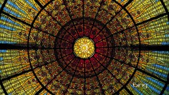 Ceiling stained glass circles Spain architecture multicolor 
