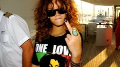Celebrity sunglasses rihanna singers middle finger