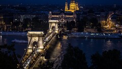 chain bridge Bridge budapest hungary cityscape night