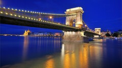 chain bridge hungary Bridge budapest architecture river night