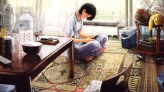 Chairs Anime sitting bowl playing anime girls remote control 