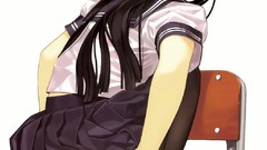 Chairs Anime tongue skirts anime girls school uniforms black 