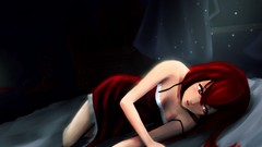 Chairs dress beds red eyes cupboard long hair anime girls 