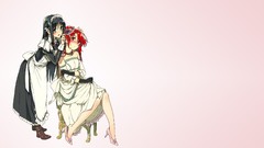 Chairs dress red eyes gloves blush long hair anime girls maids 