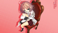 Chairs glasses tie skirts anime girls seifuku kagome meganekko