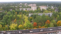 Chernobyl apocalyptic zone ( Pripyat buildings Ukraine 