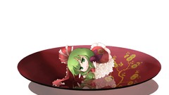 Chibi anime girls green eyes green hair touhou kagiyama hina 