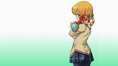 Chibi blondes blue hair long hair anime girls closed eyes 