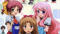 Chibi blush pink hair blue eyes green eyes brunettes maids 