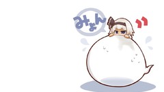 Chibi white hair blue eyes short hair konpaku youmu gray hair 