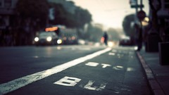 Chicago Bus stop blurred streets cityscapes