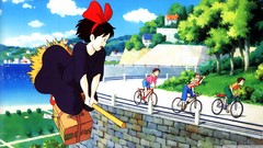 Children Anime Package roads flying Bicycles hair bow waving 
