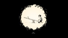 Children black background lonely playground minimalistic