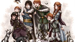 Children game of thrones TV series artwork jon snow sansa stark 