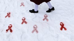 Children legs red ribbon diseases AIDS
