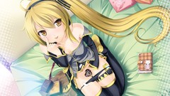Chocolate blondes long hair anime girls vocaloid phones yellow 