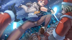 Christmas anime girls brunettes school uniforms pantyhose 