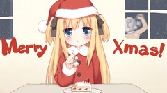 Christmas cakes blondes blush long hair anime girls blue eyes 