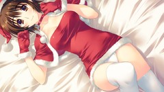 Christmas dress White Album gloves brown eyes short hair game 
