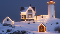 Christmas lighthouses