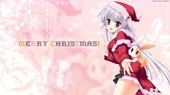 Christmas long hair gray hair open mouth purple eyes christmas 