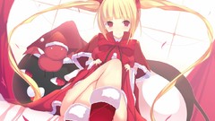 Christmas red eyes blush long hair blazblue rachel alucard