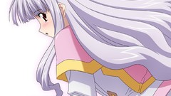 Chrono Crusade white hair red eyes blush long hair anime girls 