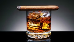 Cigars ice whiskey cups