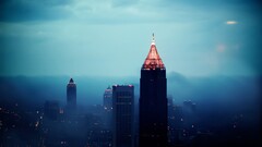 City cityscape clouds skyscraper mist atlanta USA sky