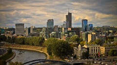 City cityscape landscape morning sky lithuania vilnius
