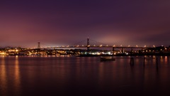 City Lights Bridges rivers atlantic ocean night landscapes 