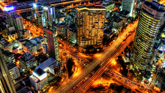 City night lights Seoul buildings streets