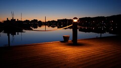 City night pier lights Harbor ports water outdoors sunset