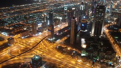 cityscape building interchange traffic night long exposure dubai