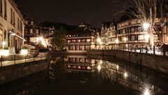 cityscape City building lights strasbourg City Lights reflection