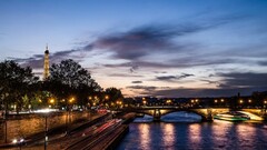 cityscape City hdr lights Bridge Paris evening dusk river France